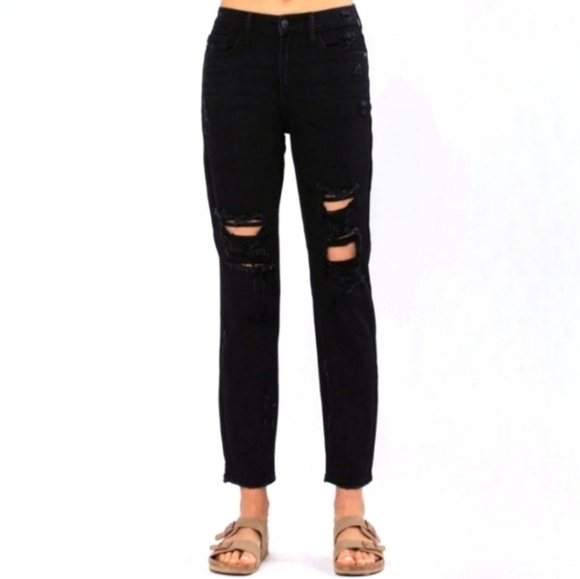 Judy Blue Denim - Judy Blue Black Trashed Boyfriend Jeans 9/29